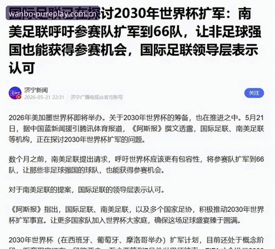 2030世界杯扩军至66队详解——中国男足的新机遇与挑战